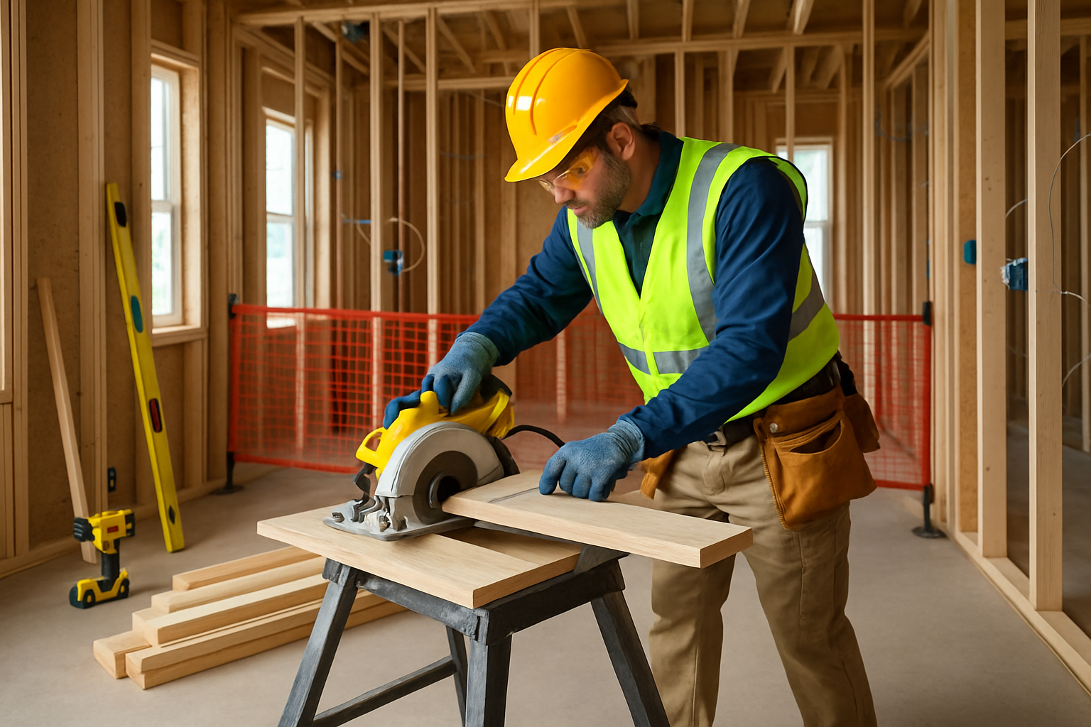 create safety image for worker in working in house create safety image for worker in working in house